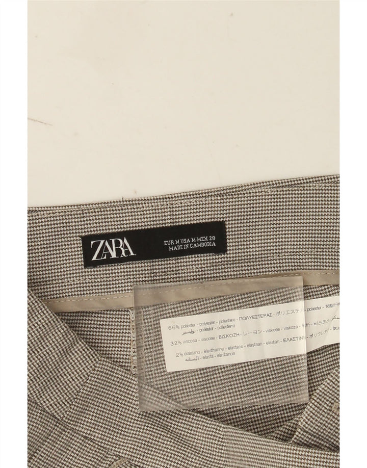 Zara Slim Chino Bukser Medium W28 L28 Grå Houndstooth Polyester