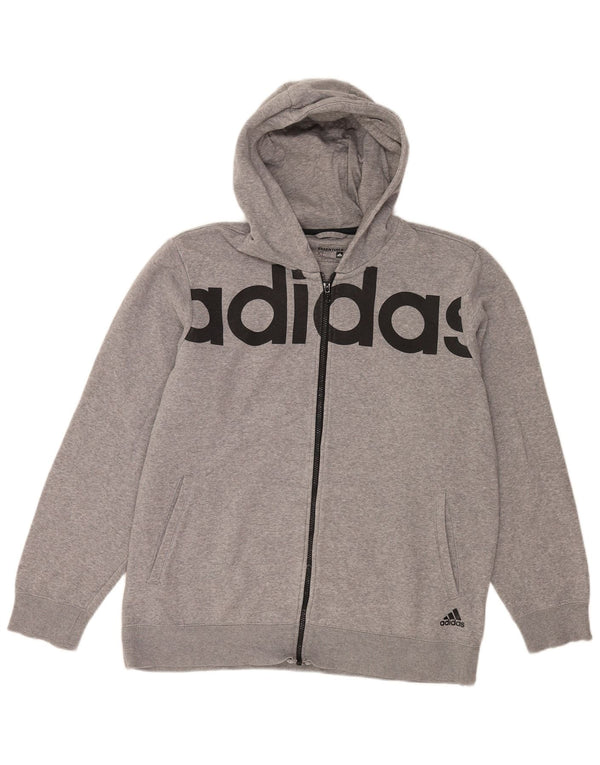 Adidas Herre grafisk hættetrøje med lynlås XL Grå bomuld