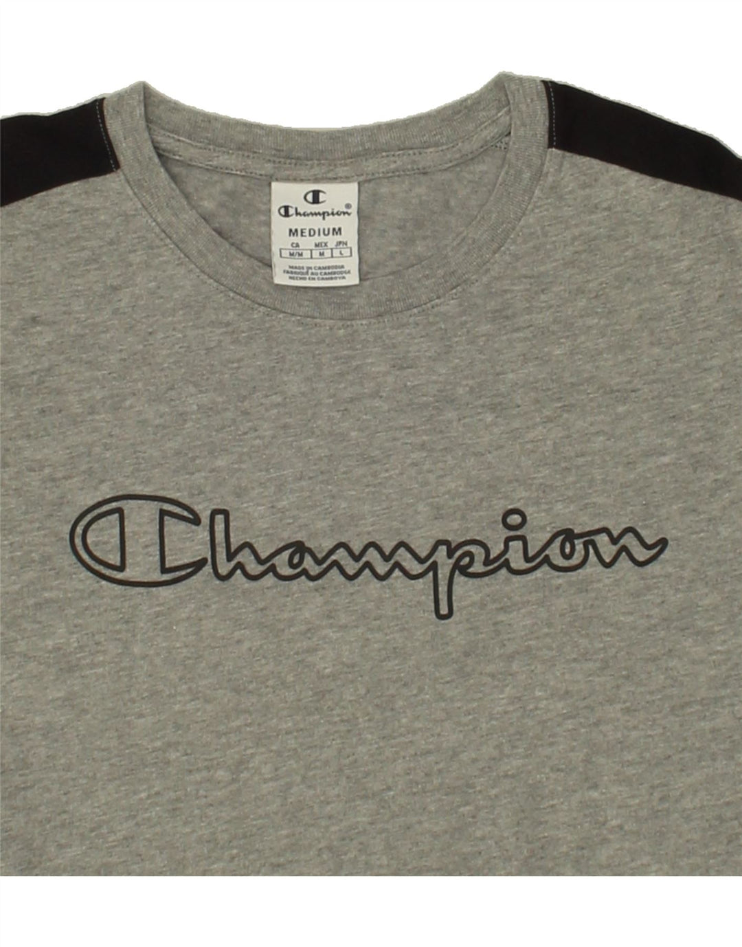 CHAMPION Womens Graphic T-Shirt Top UK 12 Medium Grey Cotton Vintage Champion and Second-Hand Champion from Messina Hembry 