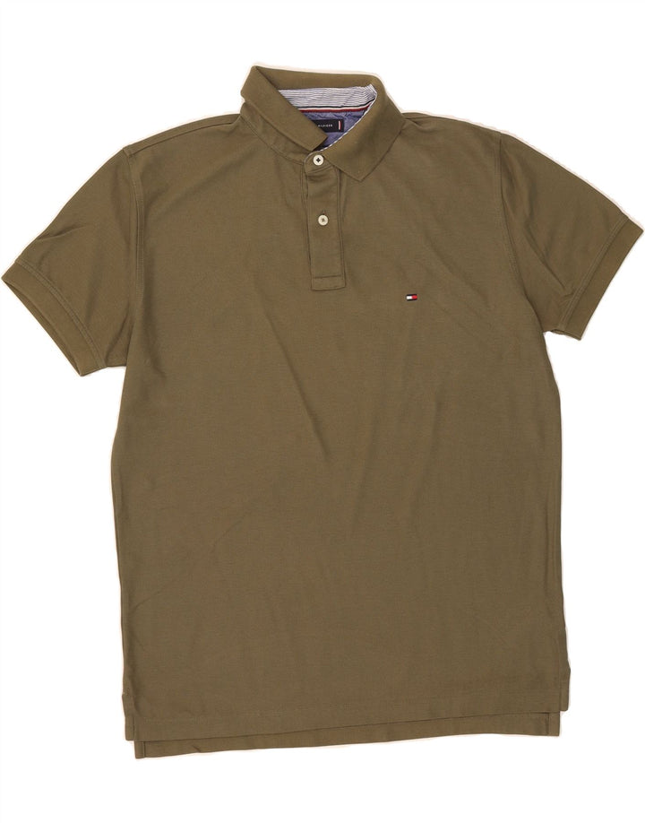TOMMY HILFIGER Mens Regular Fit Polo Shirt Medium Khaki Cotton Classic Vintage Tommy Hilfiger and Second-Hand Tommy Hilfiger from Messina Hembry 