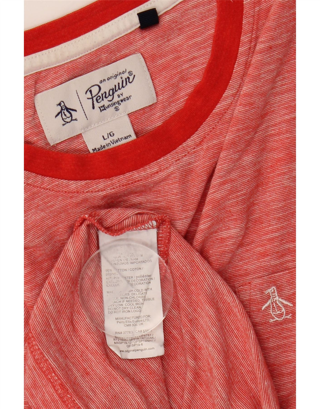 Penguin Herre T-Shirt Top Stor rød Flecked Bomuld
