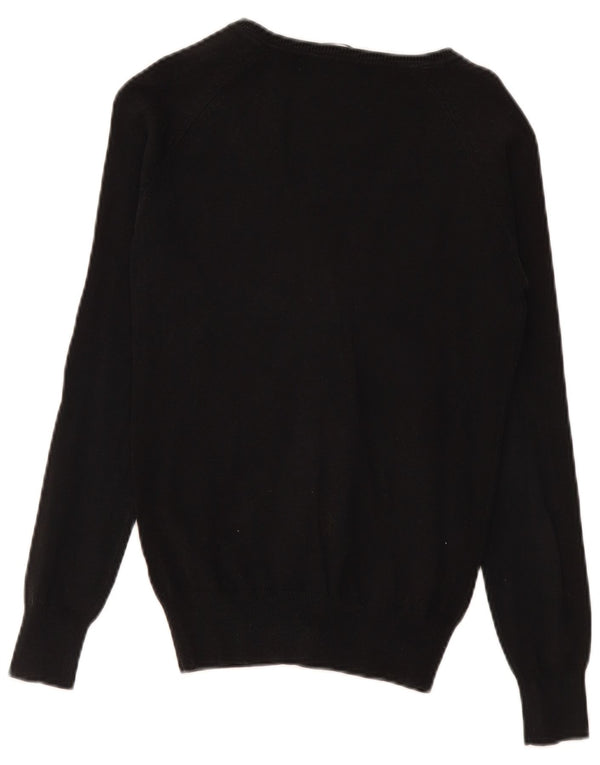 Zara Dame Cardigan Sweater UK 12 Medium Sort Bomuld