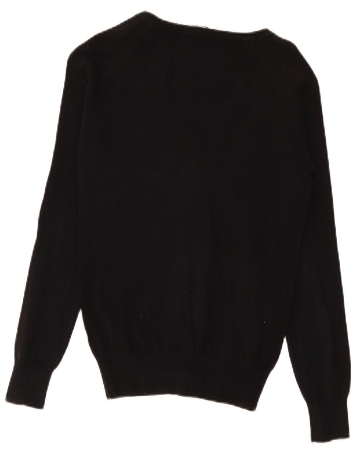 Zara Dame Cardigan Sweater UK 12 Medium Sort Bomuld