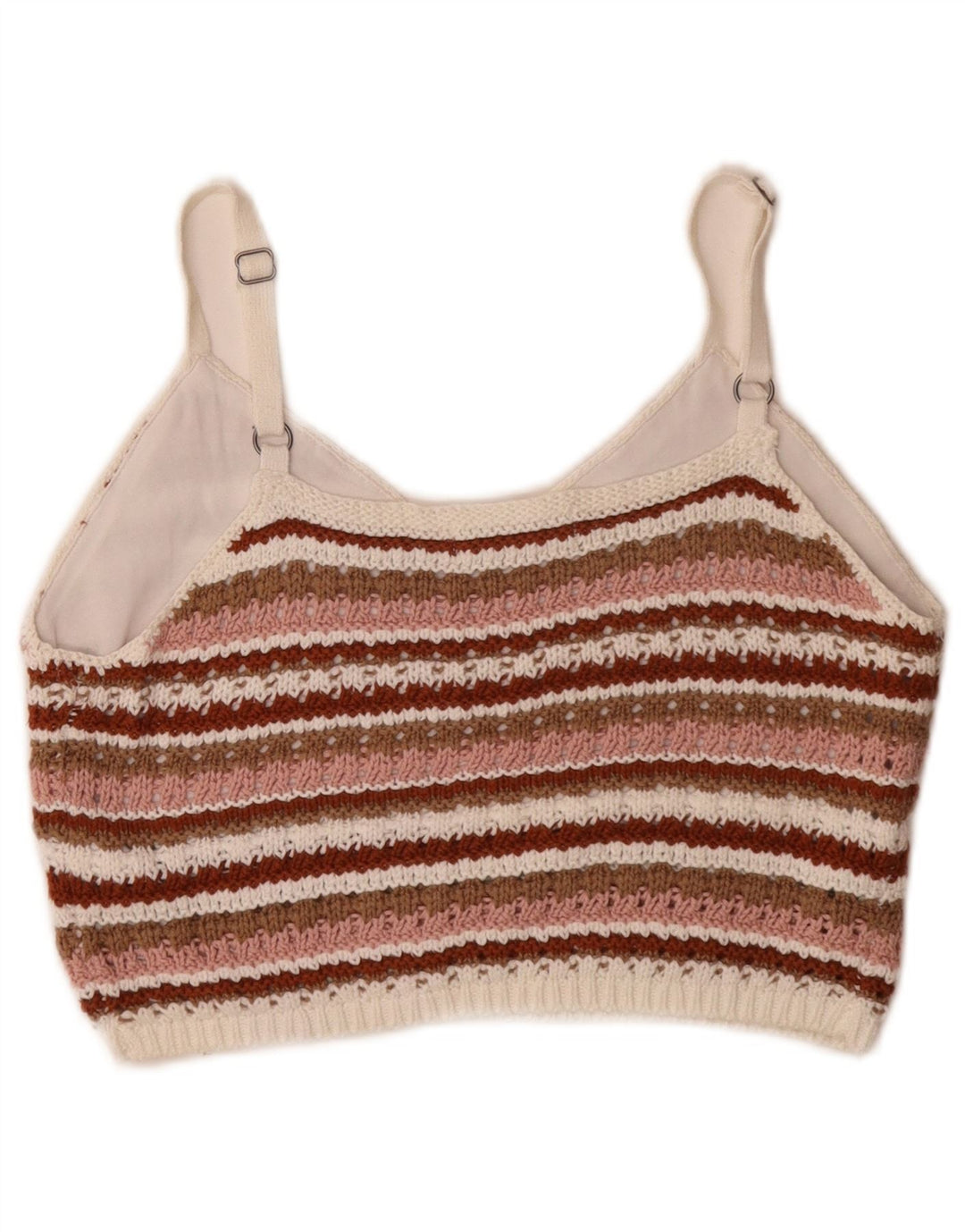 Hollister Knit Crop Top til kvinder UK 12 Medium Flerfarvet stribet bomuld