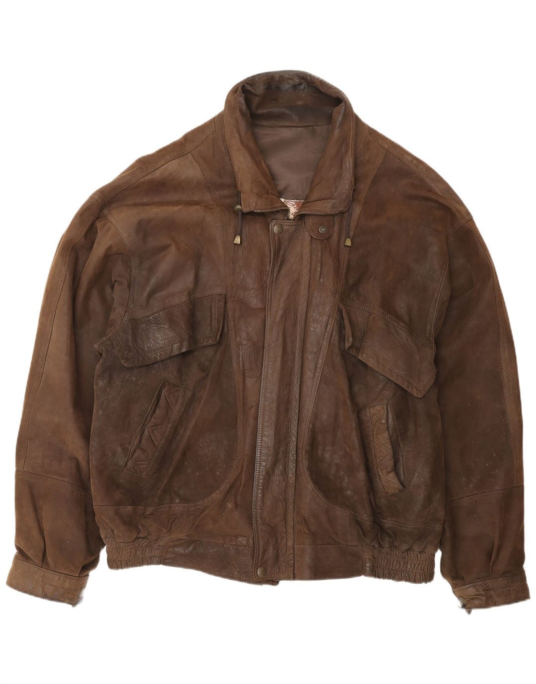 Vintage Herre Bomber Læderjakke UK 42 XL Brun