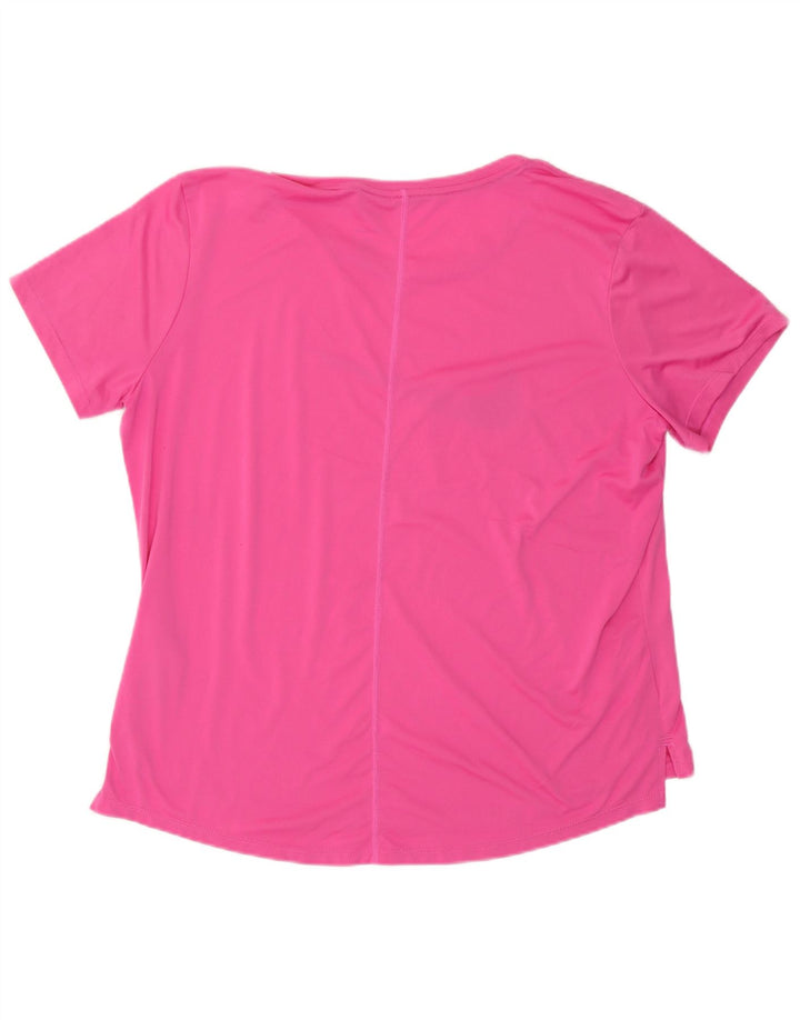 Nike Dame Dri Fit Grafisk T-Shirt Top UK 16 Stor Pink Polyester