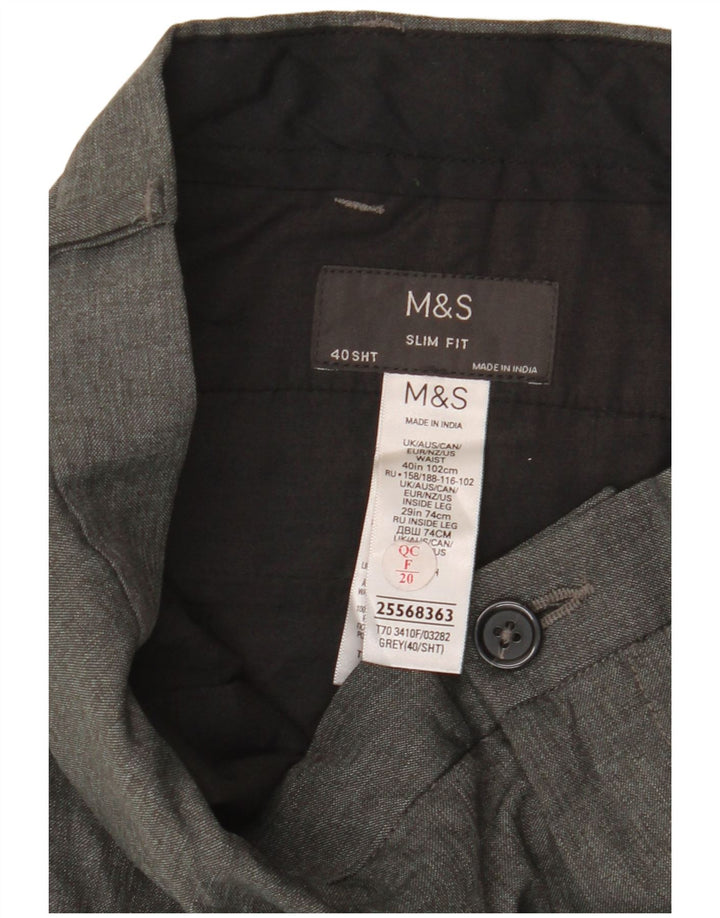 MARKS & SPENCER Slim Fit Chinobukser til mænd W40 L29 Grå polyester