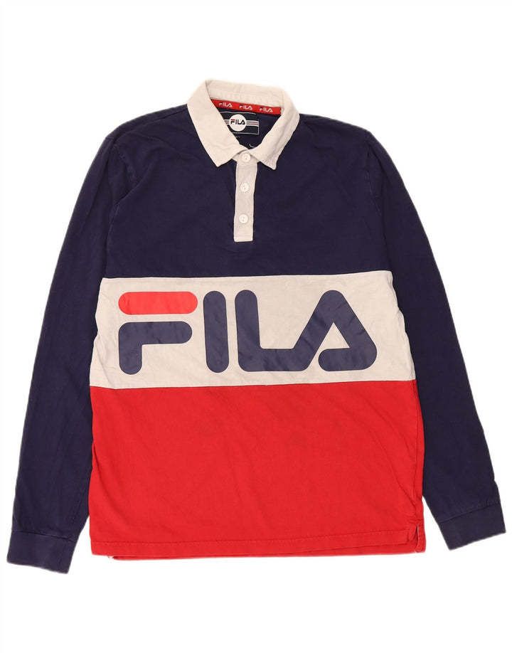 FILA Mens Long Sleeve Rugby Polo Shirt Medium Multicoloured Colourblock