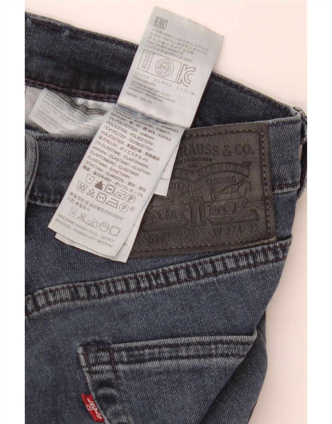 Levi's Herre 511 Slim Jeans W27 L32 Marineblå Bomuld