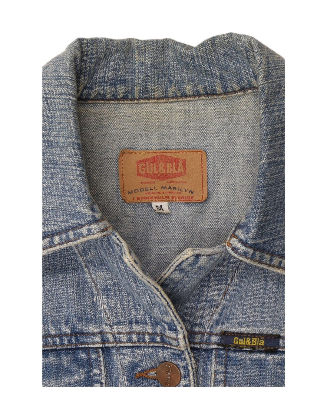 VINTAGE Womens Crop Denim Jacket UK 12 Medium Blue Cotton Vintage Vintage and Second-Hand Vintage from Messina Hembry 