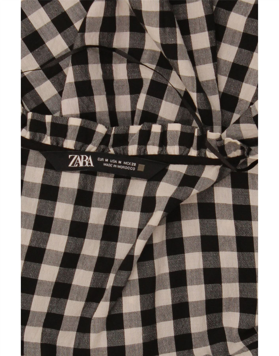 Zara Dame A-Line Kjole UK 14 Medium Sort Gingham