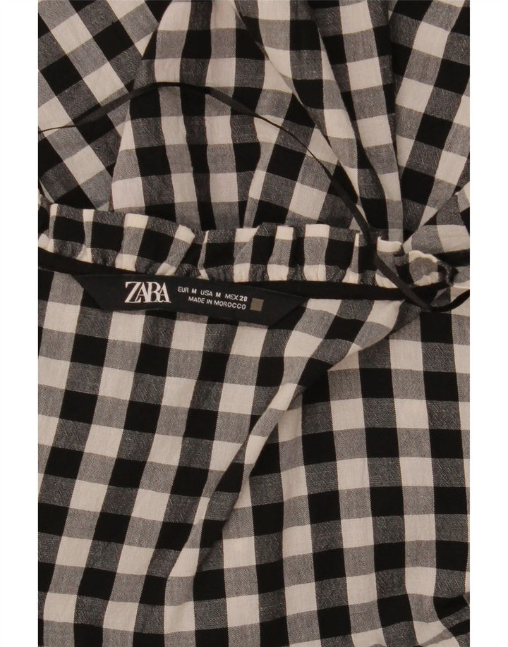 Zara Dame A-Line Kjole UK 14 Medium Sort Gingham