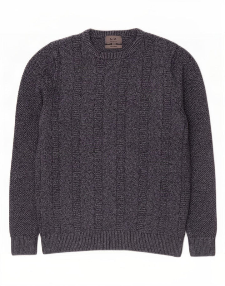 Marks & Spencer Herre sweater med rund hals, medium marineblå bomuld