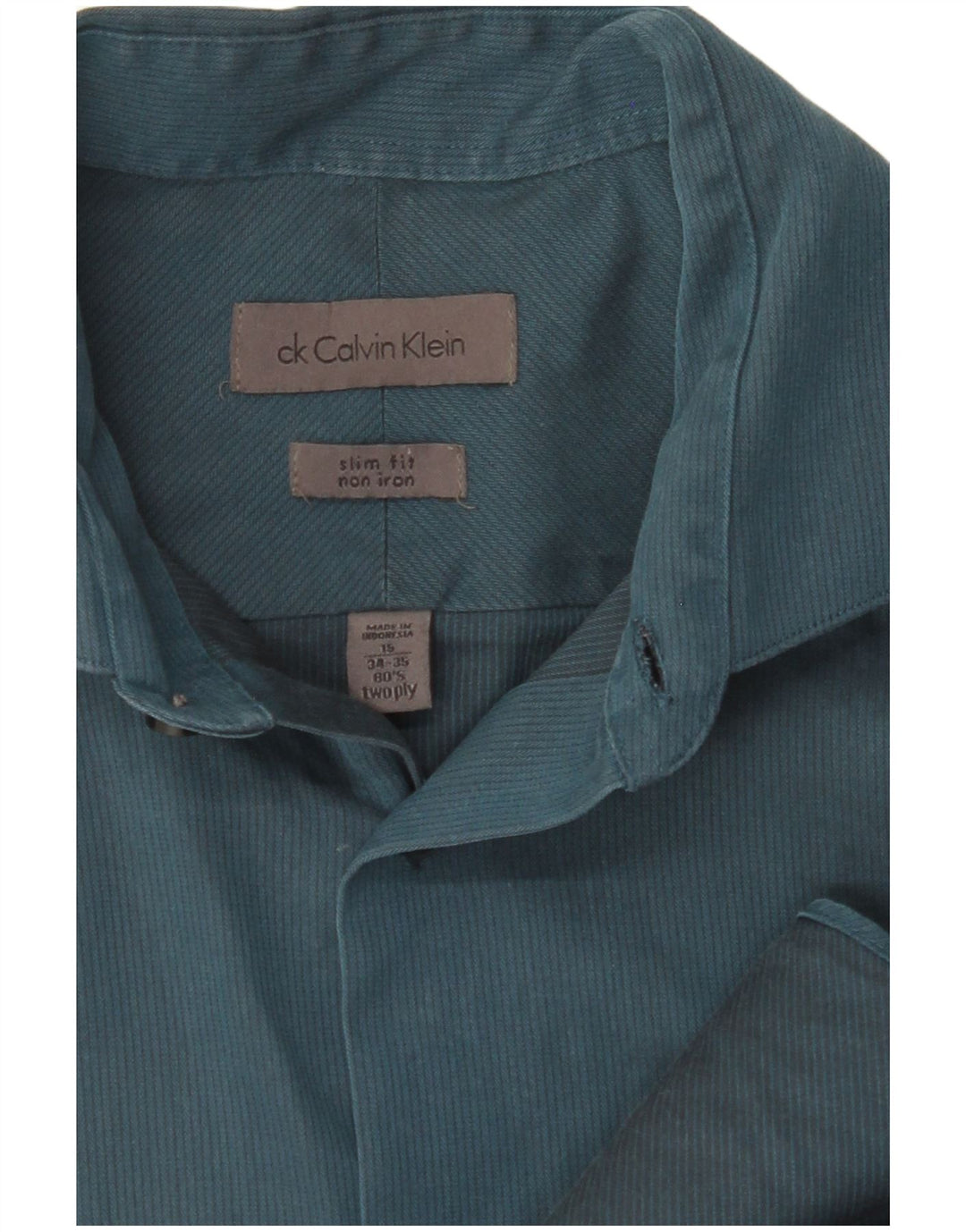 CALVIN KLEIN Herre Slim Fit skjorte str. 15 Medium Blue Cotton