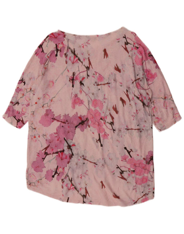 Fase otte Kvinders Oversized Tunikakjole UK 14 Large Pink Floral Bomuld