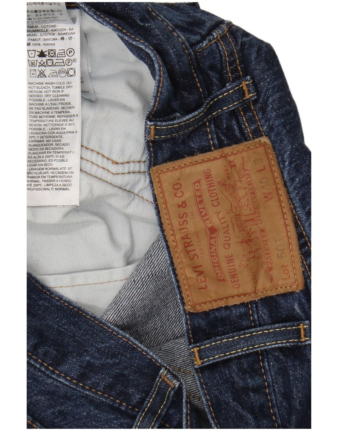 Levi's Herre 501 lige jeans W40 L32 blå bomuld