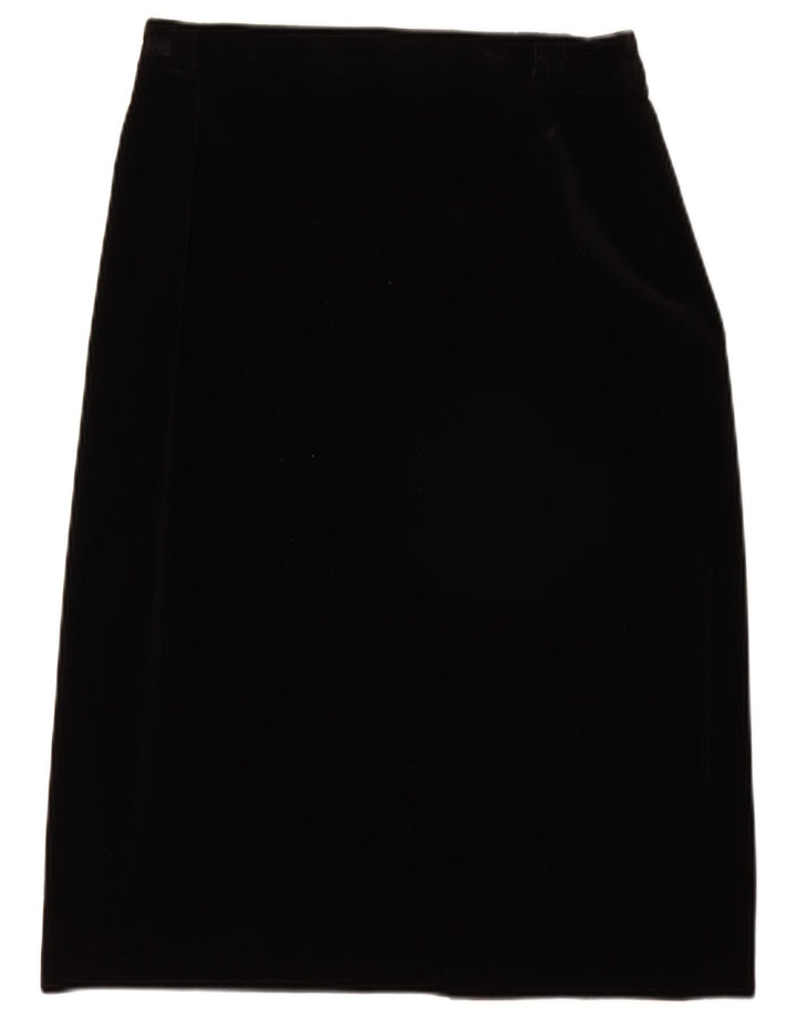 LIBRA Womens High Waist Velvet Pencil Skirt UK 16 Large W28 Black Bomuld