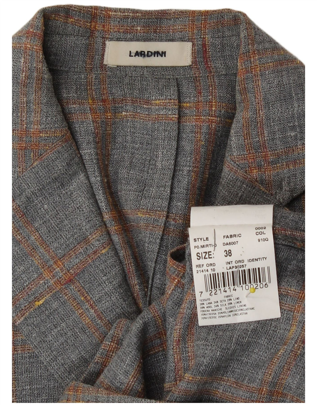 Lardini Dame 2-knaps blazerjakke IT 38 XS Grå ternet uld