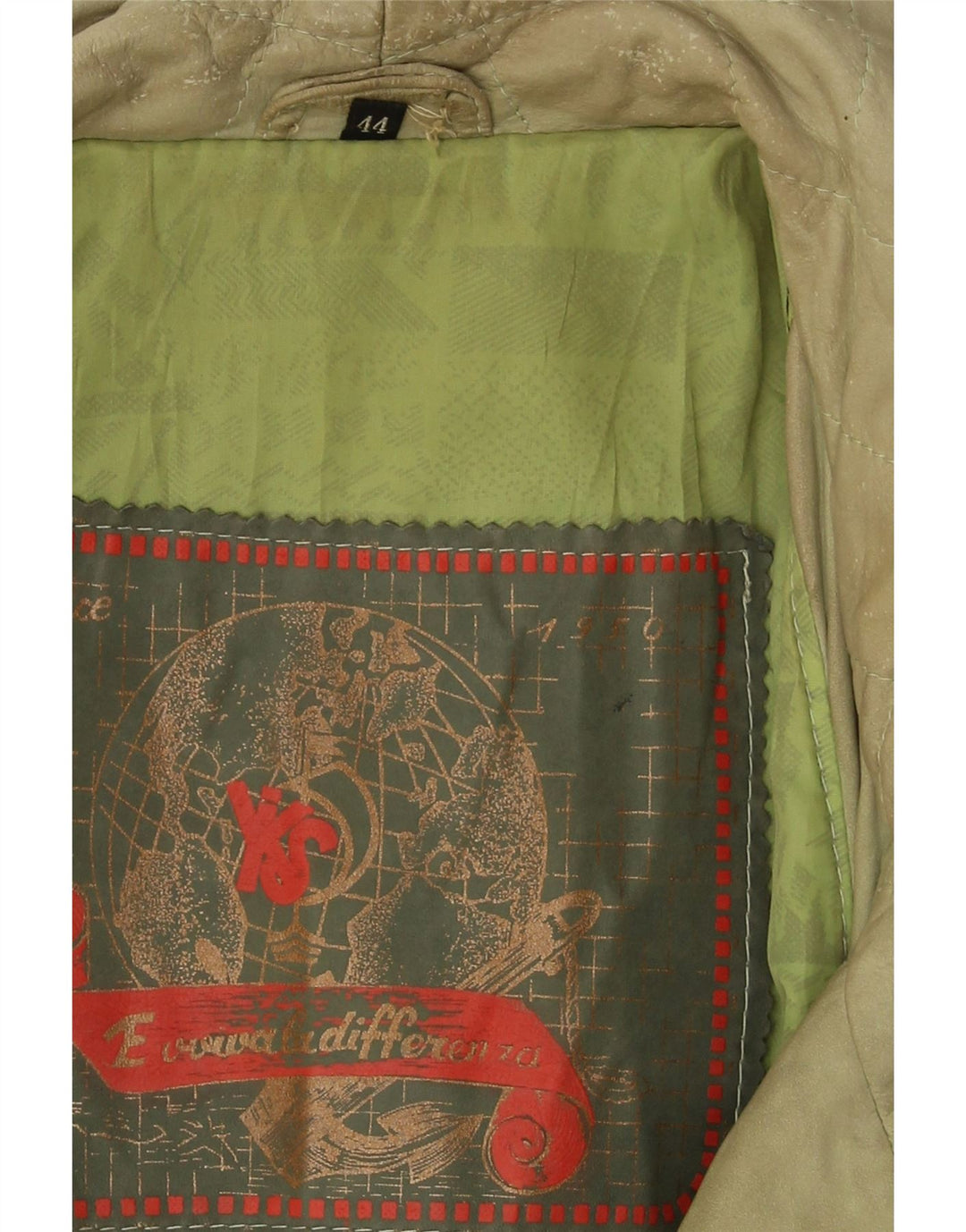 Vintage oversized læderfrakke til kvinder EU 44 XL Grønt læder