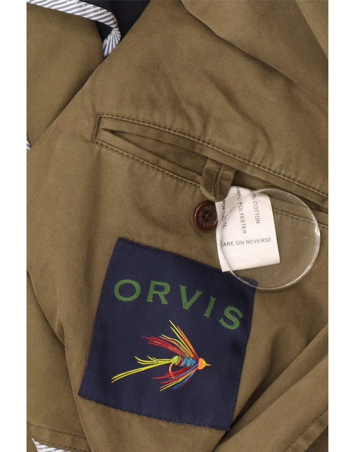 Orvis Herre 2 Button Blazer Jacket UK 40 Large Khaki Cotton