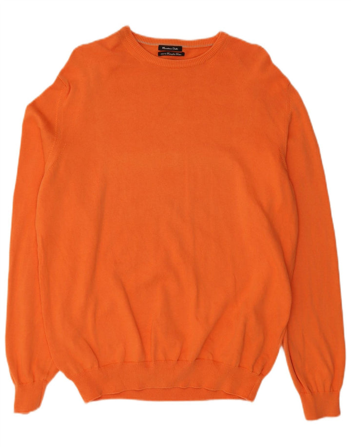 Massimo Dutti Herre Boat Neck Jumper Sweater Stor Orange Bomuld
