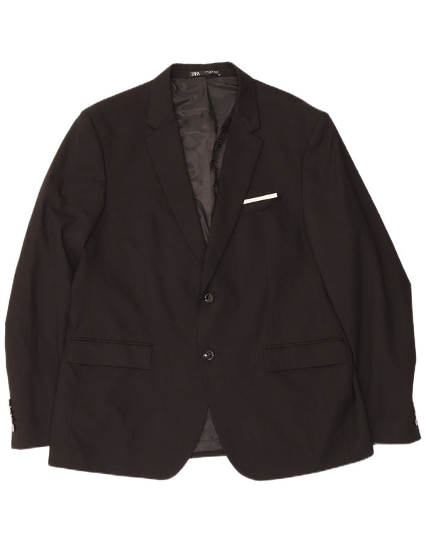 Zara Herre 2-knaps blazerjakke EU 56 XL Sort Polyester