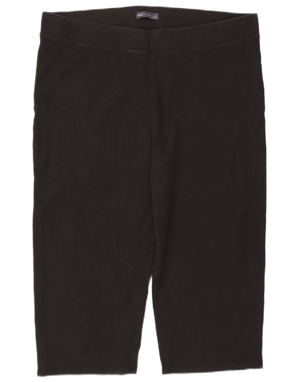 Marks & Spencer Dame Capri Leggings UK 22 3XL Sort Bomuld