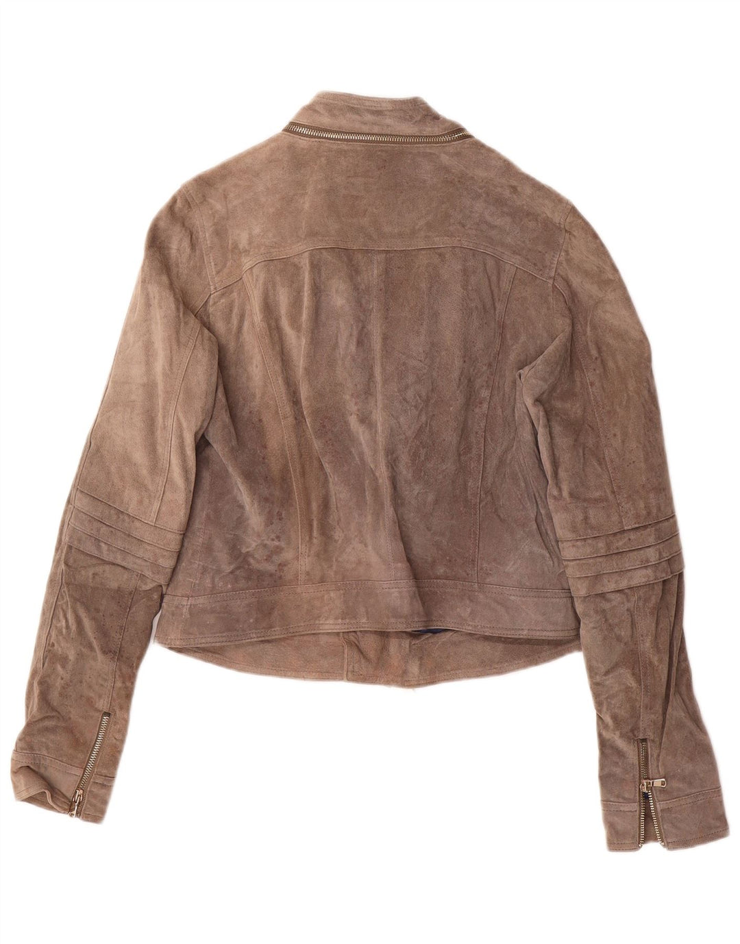 LIU JO Dame Crop Ruskind Biker Jacket IT 46 Large Beige Læder