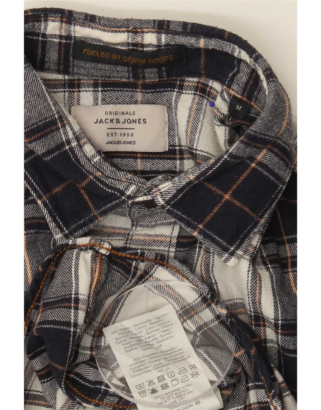 Jack & Jones herre flannelskjorte medium marineblå ternet bomuld
