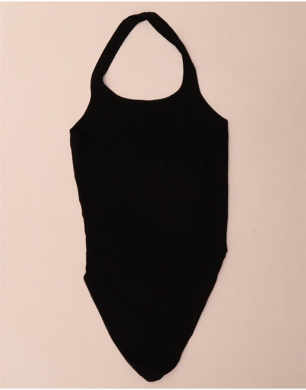Zara Womens Halter Bodysuit UK 12 Medium Black Viscose