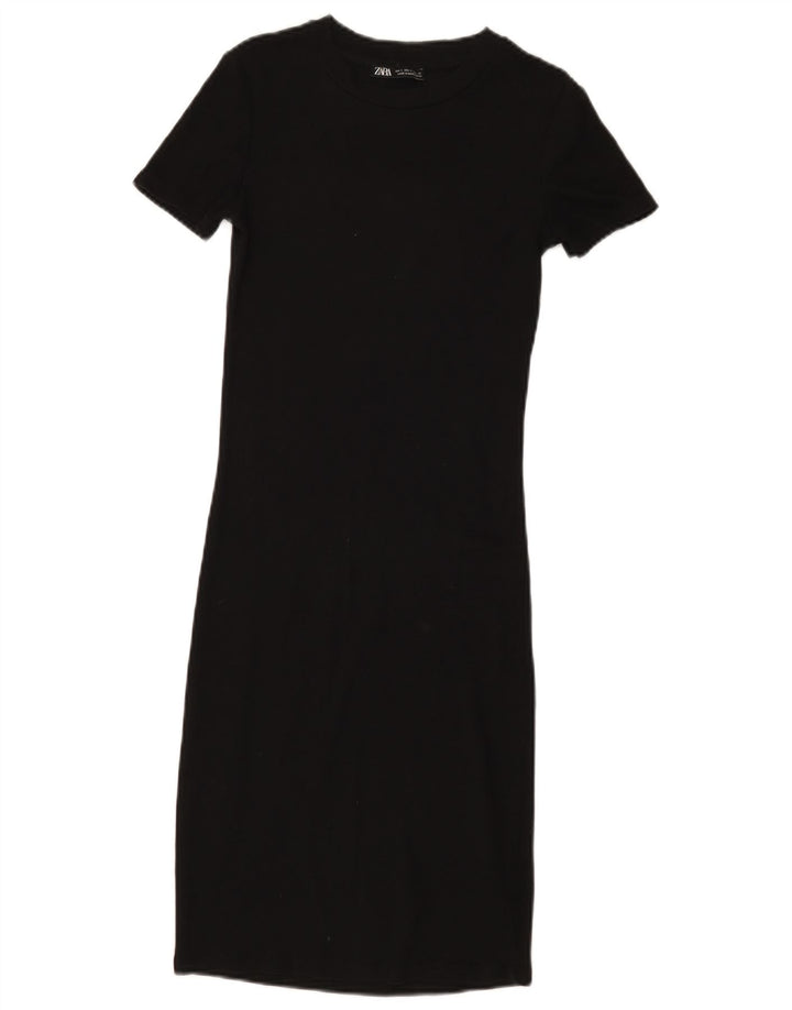 Zara Dame Maxi Dress UK 8 Small Black Bomuld