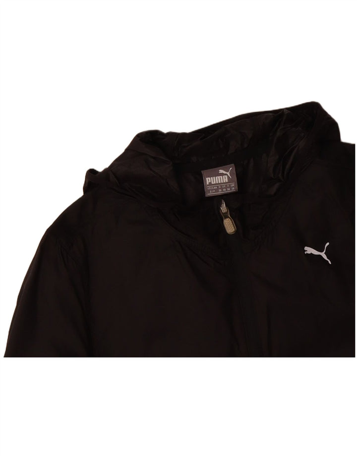 PUMA Womens Hooded Rain Jacket UK 10 Small Black Nylon