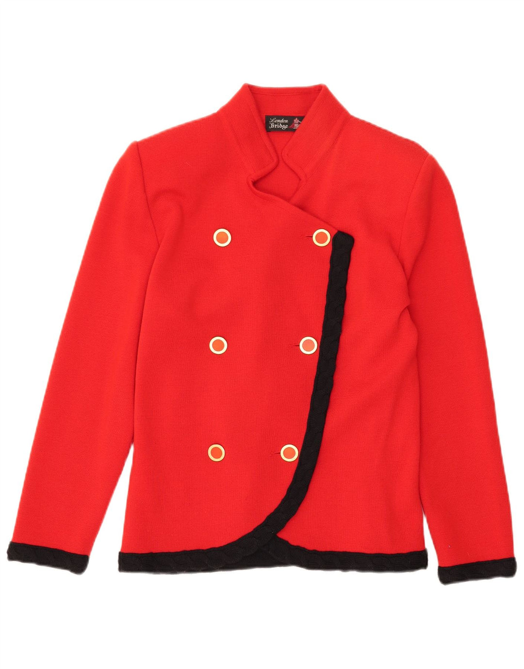 Vintage dobbeltradet blazerjakke til kvinder IT 42 Medium Red Colourblock