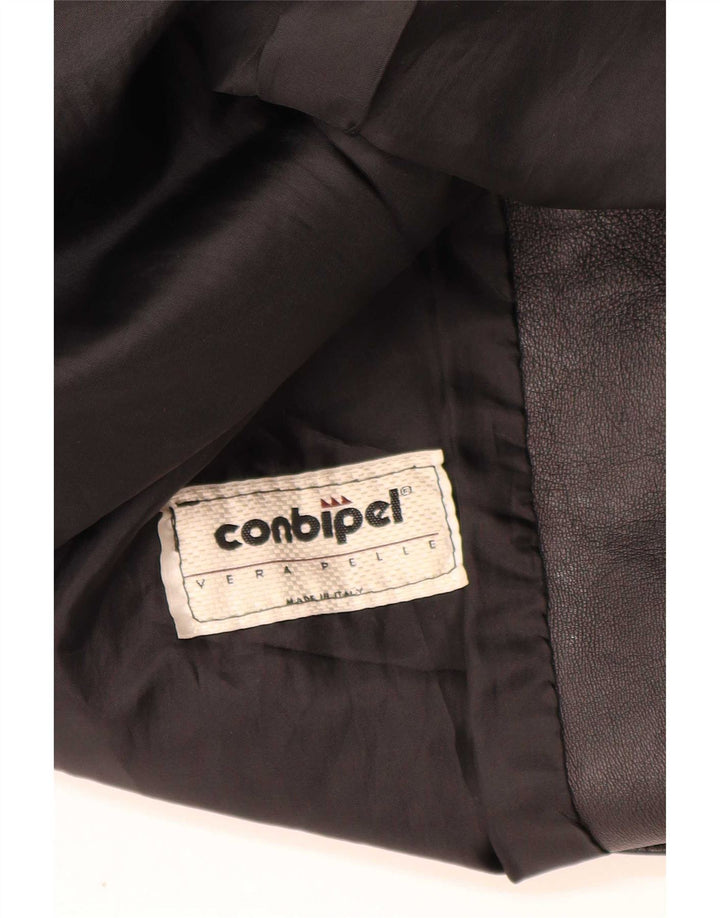 Conbipel Dame 3-knaps læder blazerjakke UK 14 Medium Sort