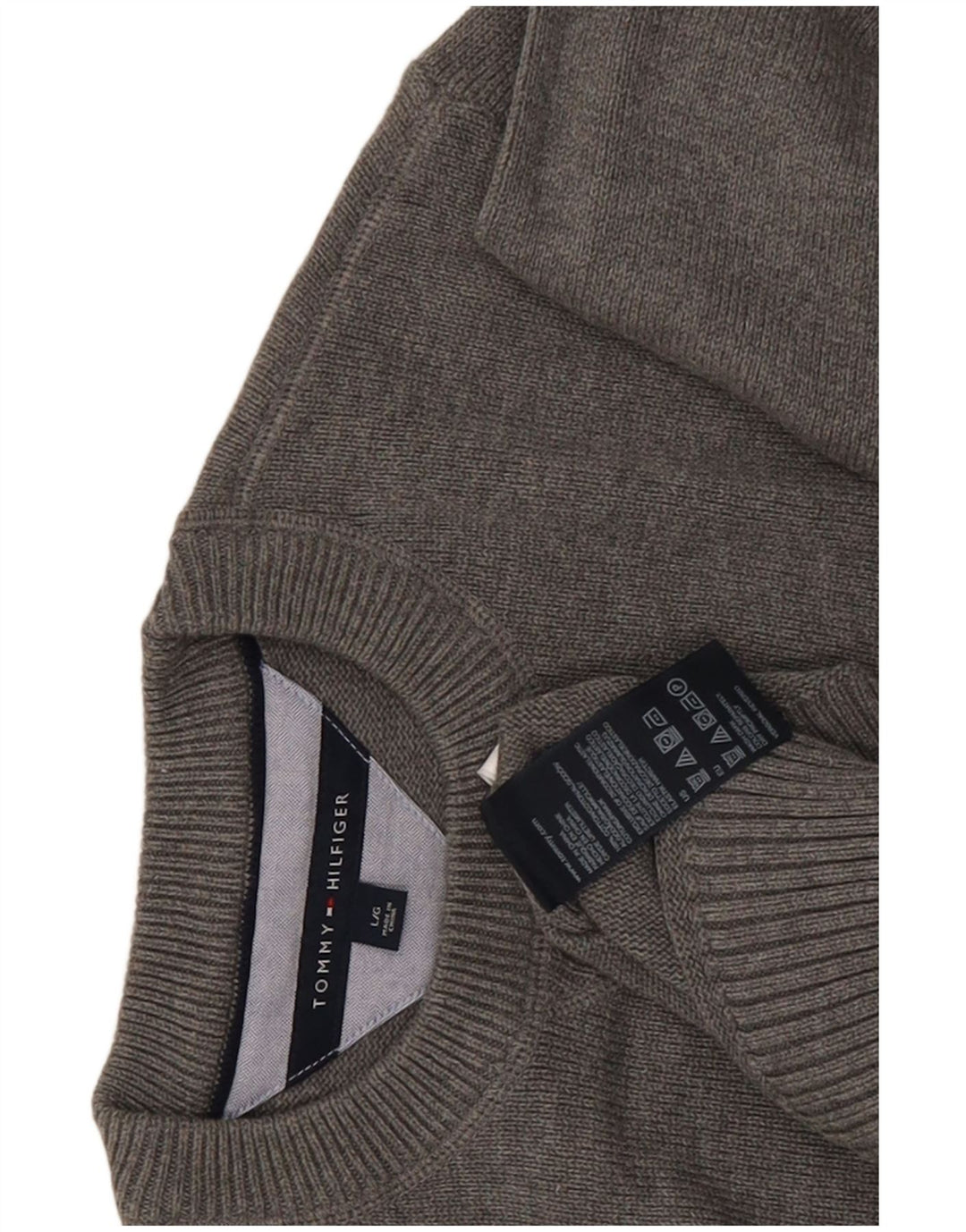 Tommy Hilfiger Herre Crew Neck Jumper Sweater Stor Grå Bomuld