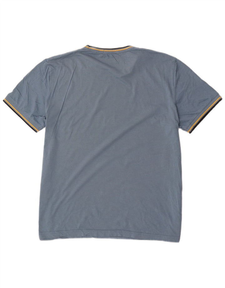 Fred Perry Herre T-Shirt Top XL Blå Stribet Bomuld