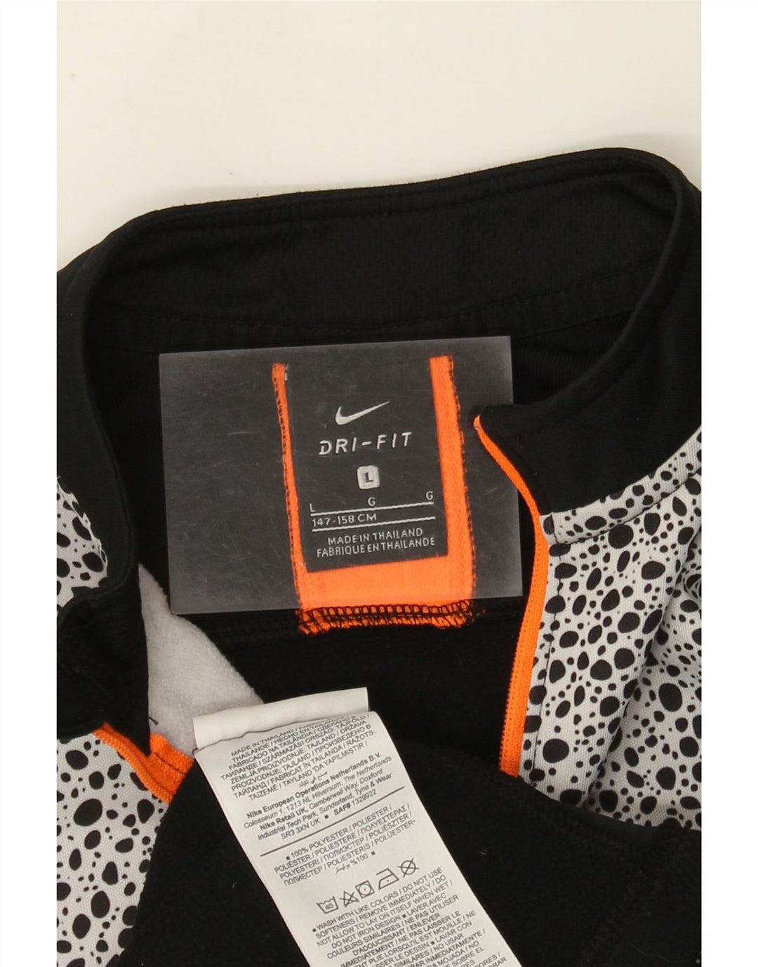 NIKE drenge grafisk sweater træningsdragt top 12-13 år stor sort plettet