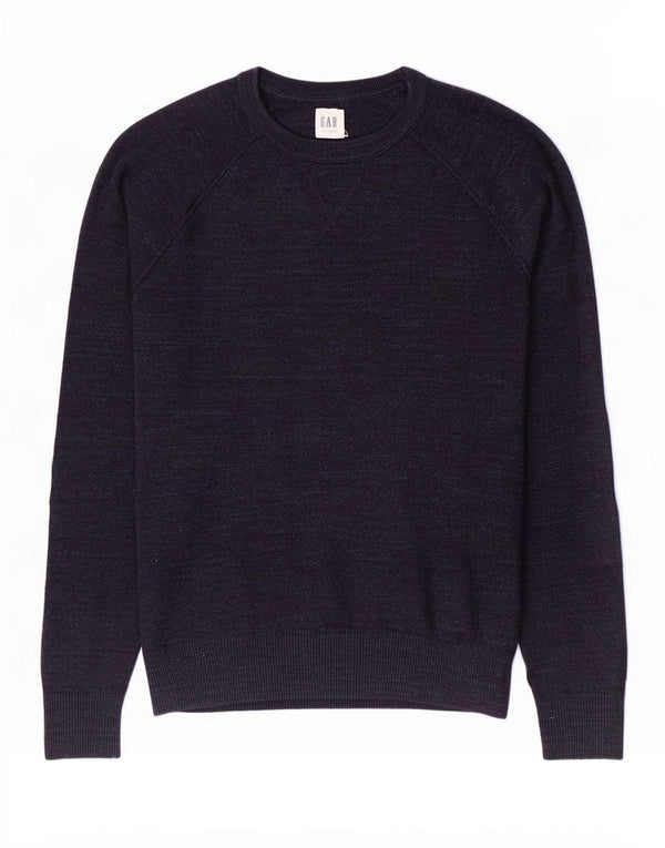Gap Herre Crew Neck Jumper Sweater Medium Navy Blue Flecked Bomuld