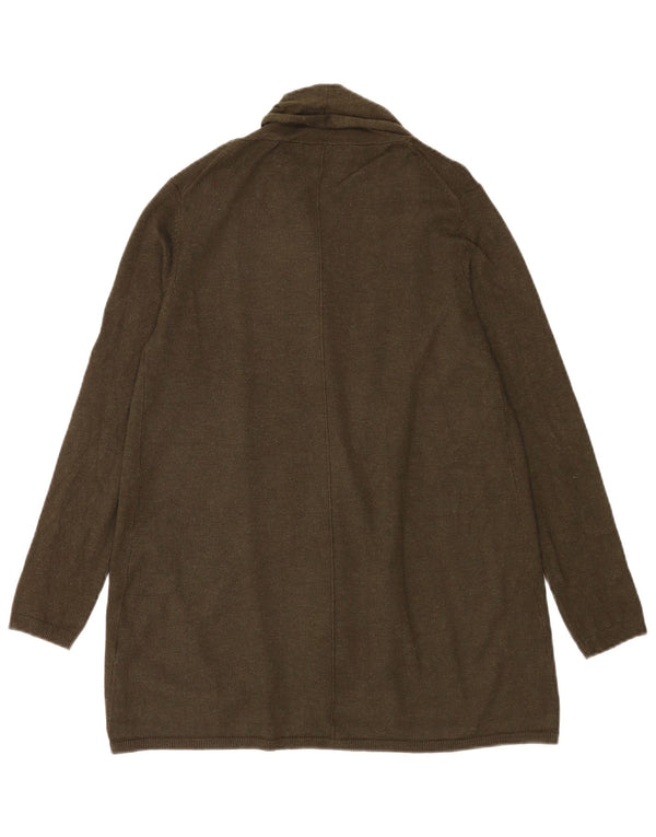Zara Womens Open Cardigan Sweater UK 12 Medium Khaki Viscose