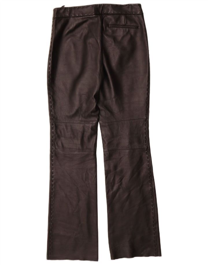 Mango Dame Lige Læderbukser IT 42 Medium W30 L35 Sort