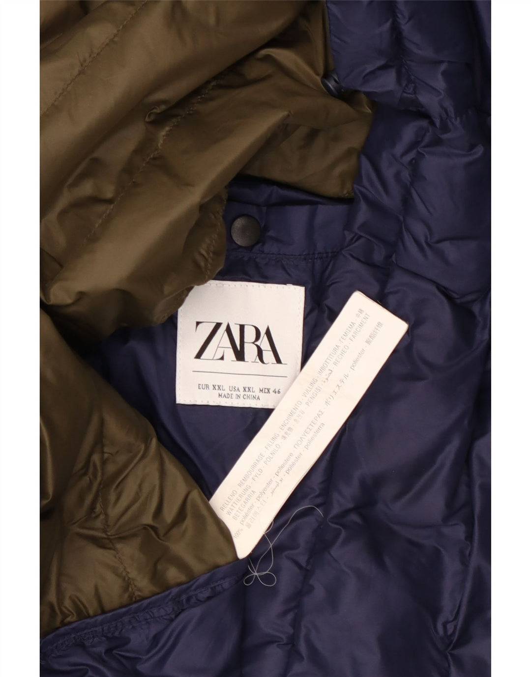 Zara Polstret Herrejakke UK 44 2XL Navy Blue Polyester