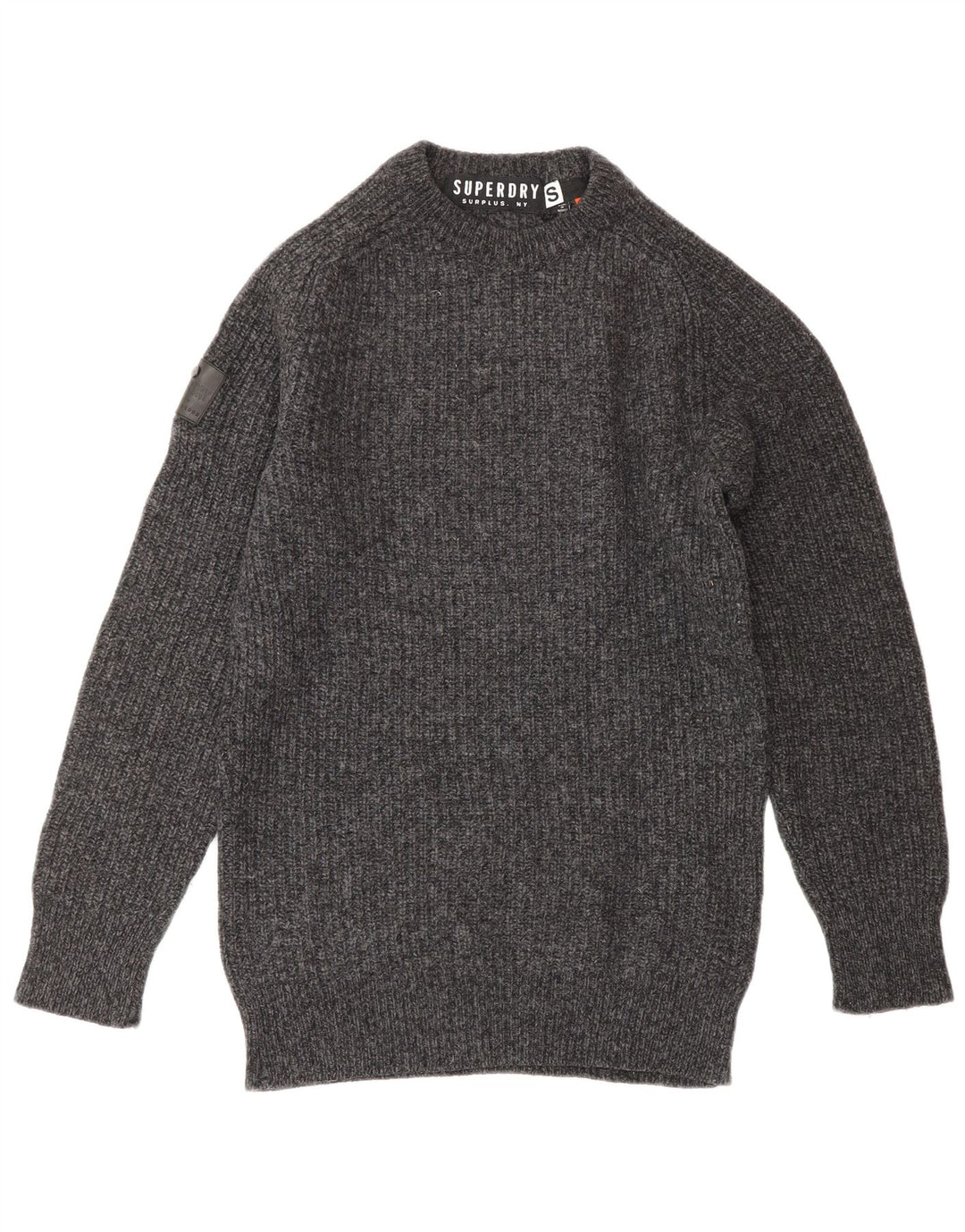 Superdry sweater med rund hals til kvinder, lille grå uld