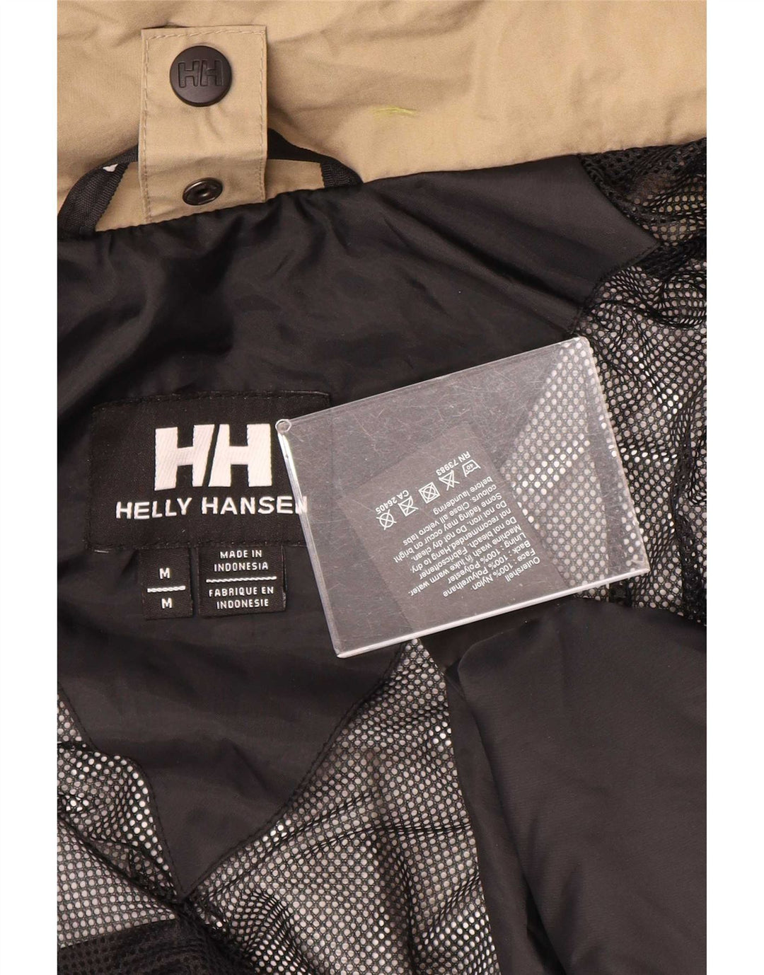 Helly Hansen Regnjakke med hætte til kvinder UK 14 Medium Beige Colourblock Nylon