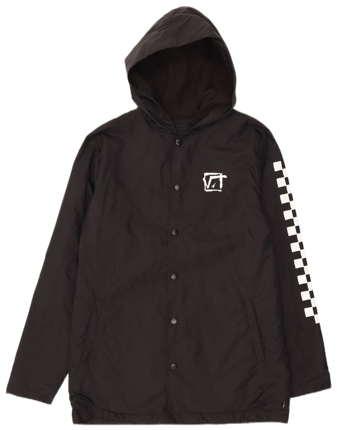 Vans Herre Grafisk Hætte regnjakke UK 38 Medium Sort Nylon