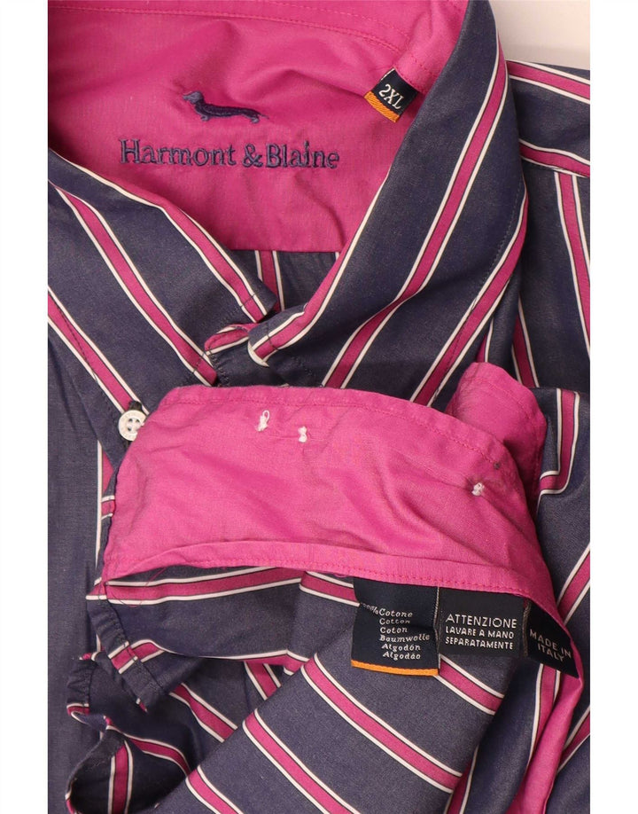 Harmont & Blaine herreskjorte 2XL marineblå stribet bomuld