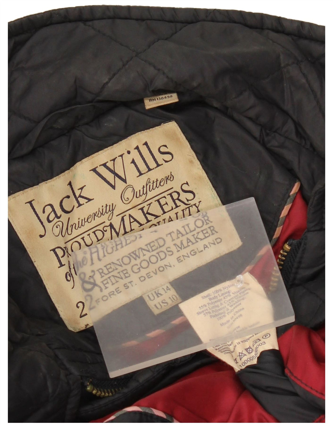 Jack Wills Dame Quiltet Jakke UK 14 Stor Sort Nylon