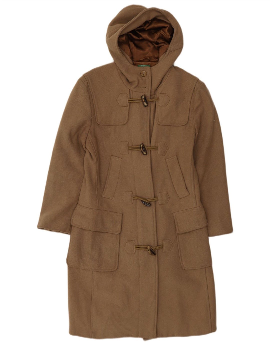 Benetton Dame Hooded Duffel Coat UK 10 Small Beige