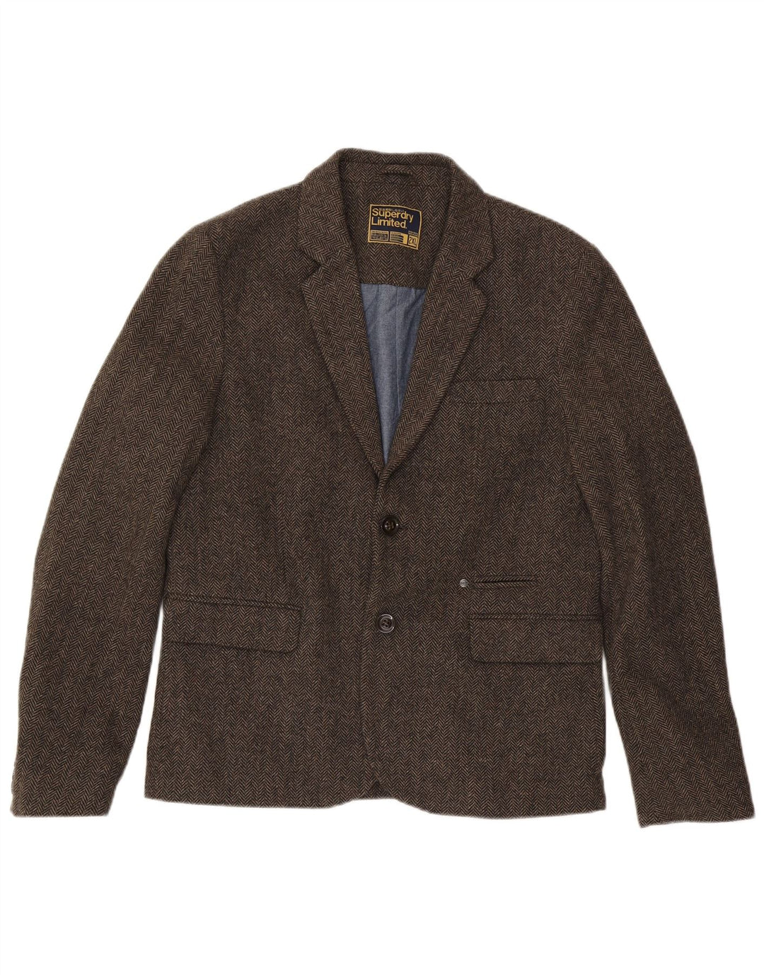 Superdry Herre 2-knaps blazerjakke UK 44 2XL brun sildebensbomuld