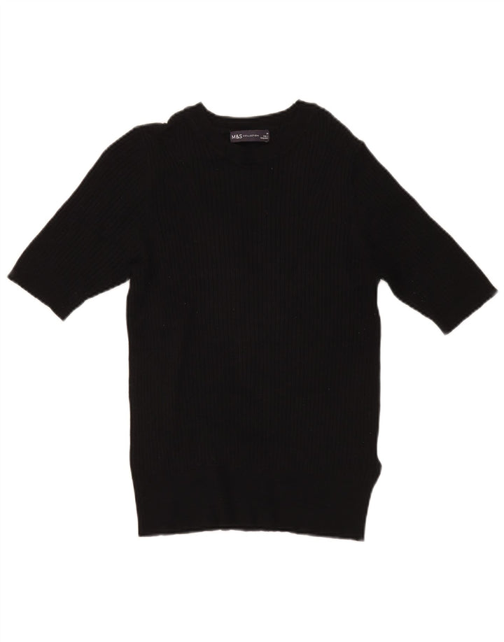 Marks & Spencer Dame Boat Neck Jumper Sweater UK 14 Medium Black