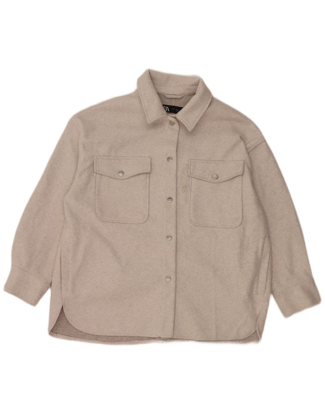 Zara Dame Oversized Shacket Fleeceskjorte UK 16 Large Grå Polyester